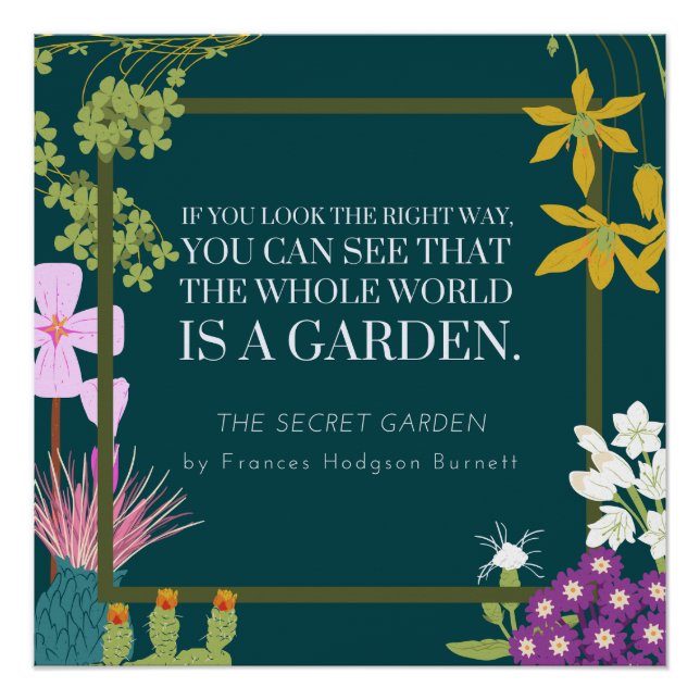World is a Secret Garden Quote F Hodgson Burnett Poster (Front)