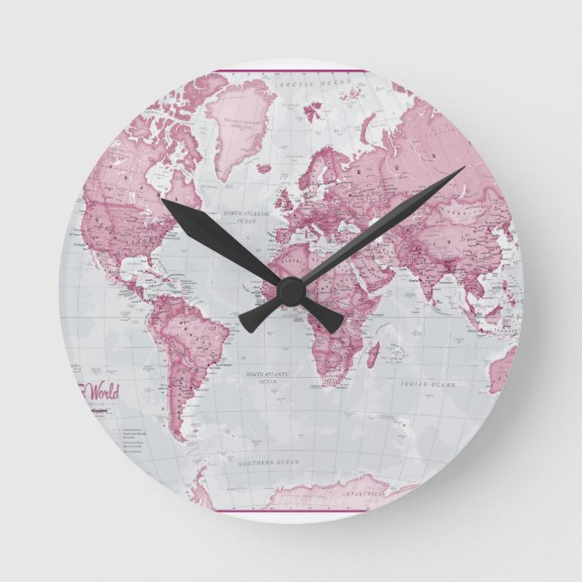 World is Art - Pink Round Clock (Front)