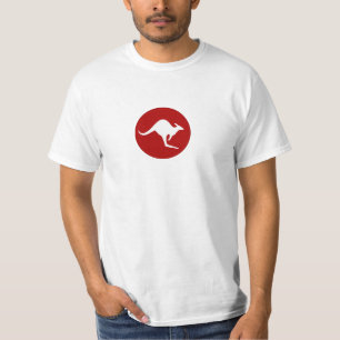 World Kangaroos White Kangaroo on Maroon T-Shirt