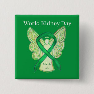 World Kidney Day Awareness Ribbon Pin Buttons