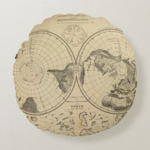 World land surface round pillow