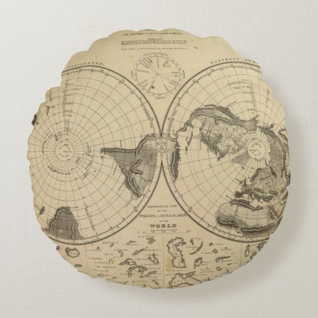 World land surface round pillow (Front)
