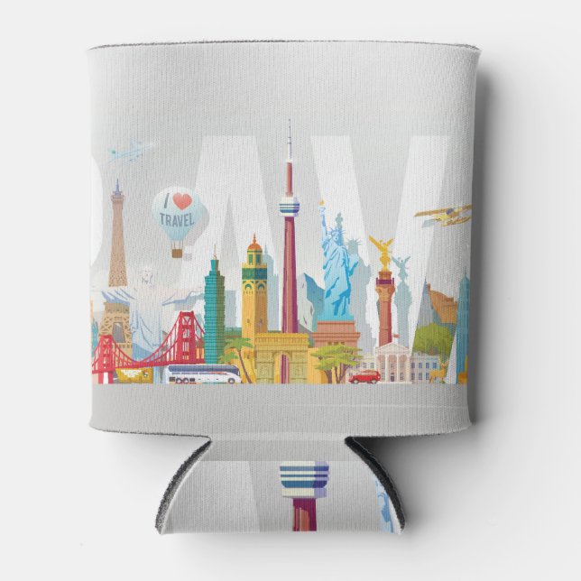World Landmarks, Travel Concept Design. Can Cooler (Front)
