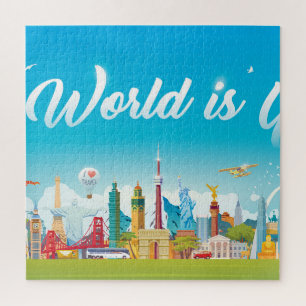World Landmarks: Travel Vintage Set Jigsaw Puzzle