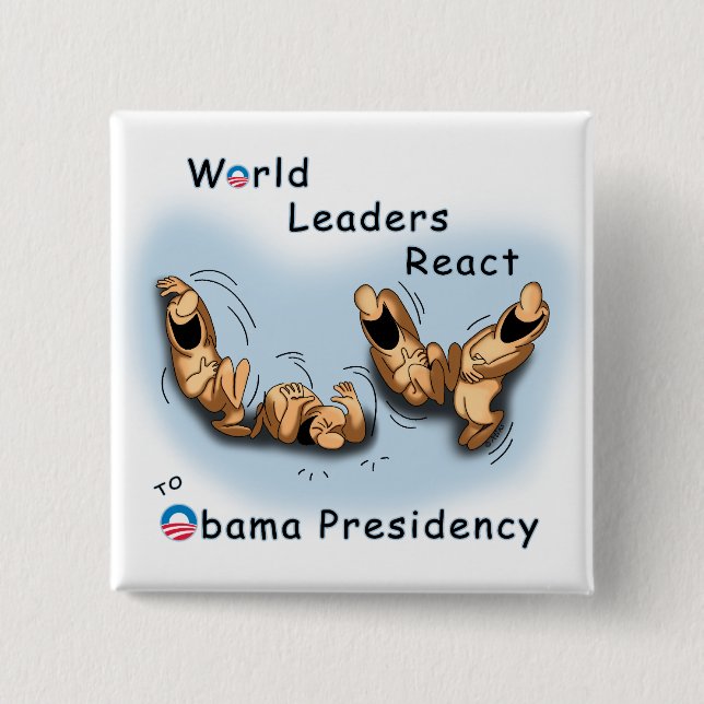 World Leaders React (Obama) 2 Inch Square Button (Front)