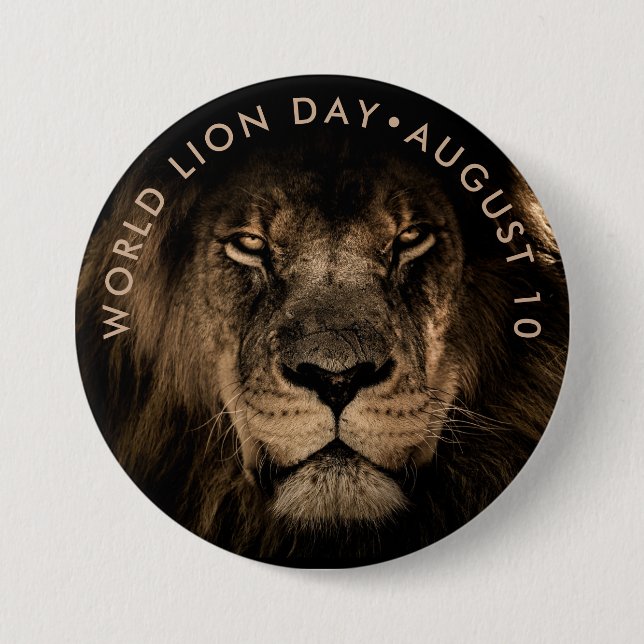 World Lion Day 3 Inch Round Button (Front)