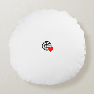 World Love Globe Heart Icon Round Pillow
