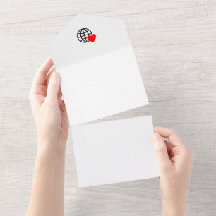 World Love Globe Icon   Heart Earth Summer Design All In One Invitation