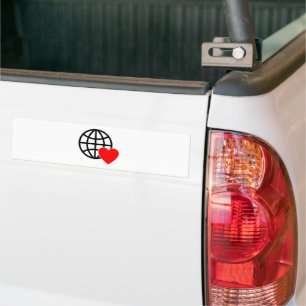World Love Globe Icon   Heart Earth Summer Design Bumper Sticker