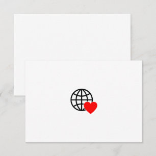 World Love Globe Icon   Heart Earth Summer Design Thank You Card
