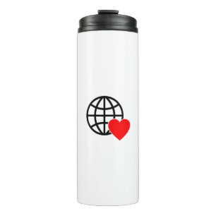 World Love Globe Icon   Heart Earth Summer Design Thermal Tumbler
