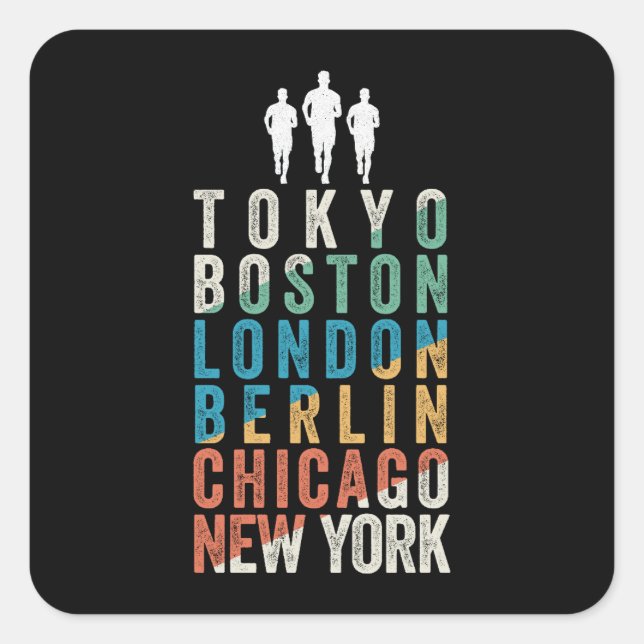 World Major Marathon Cities Square Sticker (Front)