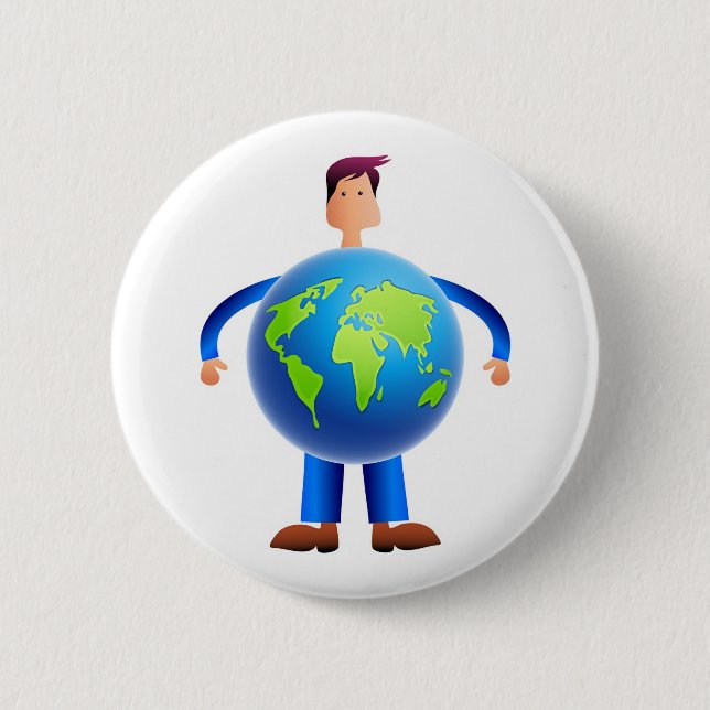 World Man 2 Inch Round Button (Front)