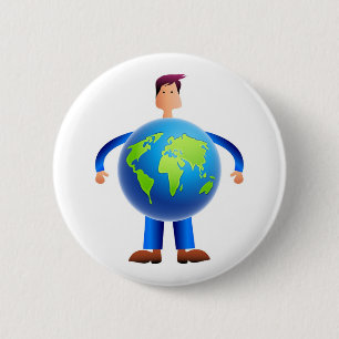 World Man 2 Inch Round Button