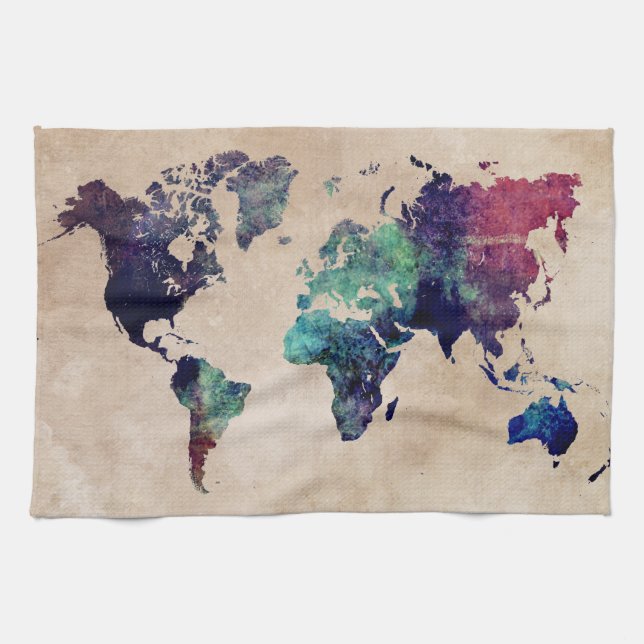 world map 10 kitchen towel (Horizontal)