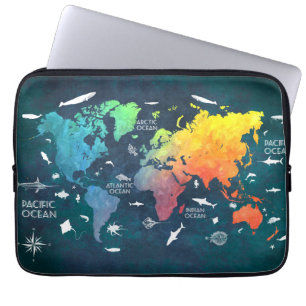 world map 12 laptop sleeve