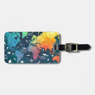 world map 12 luggage tag