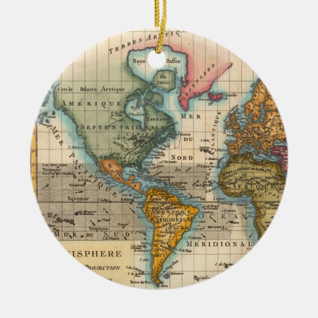 World Map 1700s Antique  Ceramic Ornament (Front)