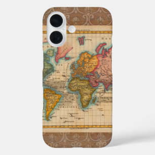 World Map 1700s Antique Continents  iPhone 16 Case
