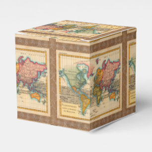 World Map 1700s Antique Continents Favor Box