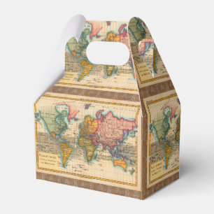 World Map 1700s Antique Continents Favor Box