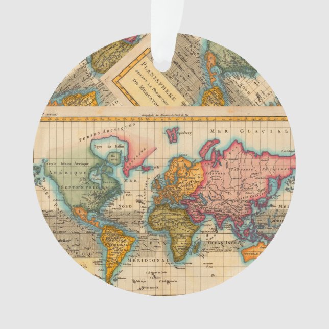 World Map 1700s Antique Continents  Ornament (Front)