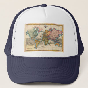 World Map 1700s Antique Continents Trucker Hat