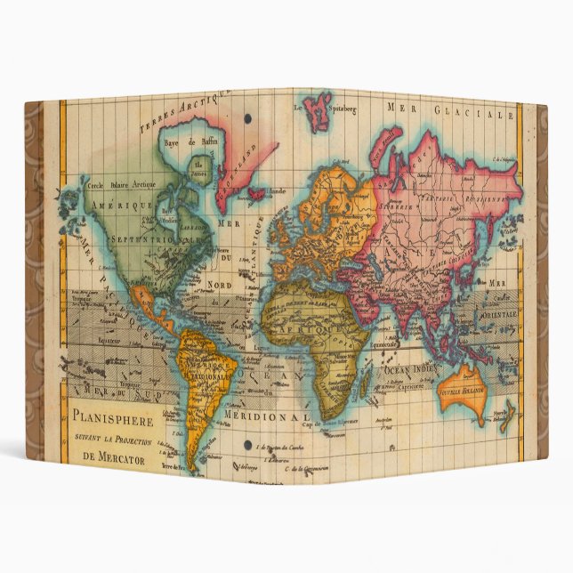 World Map 1780 Bonne Antique Planisphere  Binder (Background)