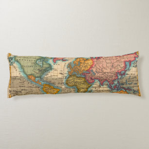 World Map 1780 Bonne Antique Planisphere Body Pillow