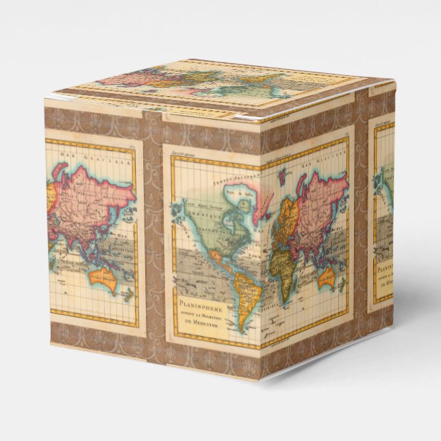 World Map 1780 Bonne Antique Planisphere  Favor Box (Front Side)