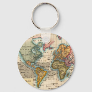 World Map 1780 Bonne Antique Planisphere Keychain
