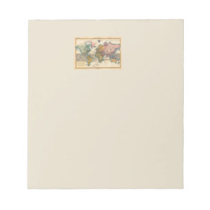 World Map 1780 Bonne Antique Planisphere  Notepad