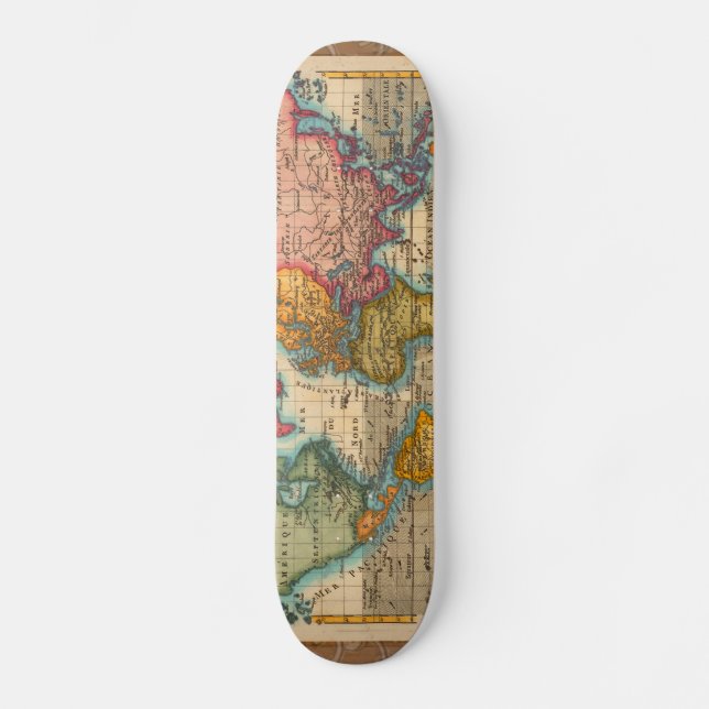 World Map 1780 Bonne Antique Planisphere  Skateboard (Front)