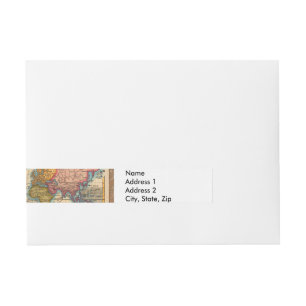 World Map 1780 Bonne Antique Planisphere Wraparound Address Label