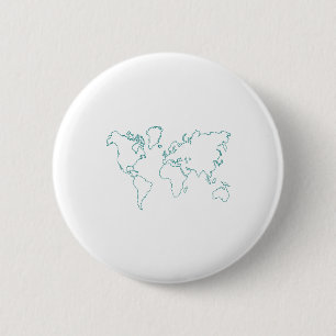 World Map 2 Inch Round Button