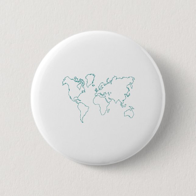 World Map 2 Inch Round Button (Front)