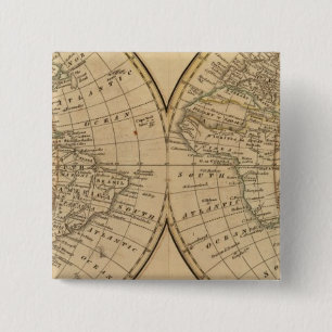 World Map 3 2 Inch Square Button