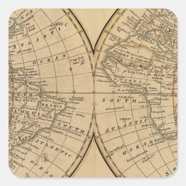 World Map 3 Square Sticker (Front)