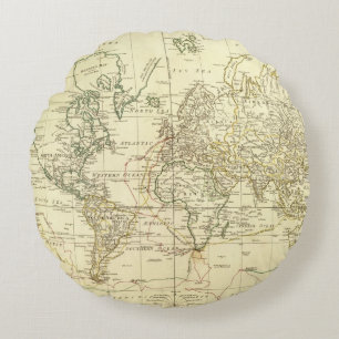 World Map 5 Round Pillow
