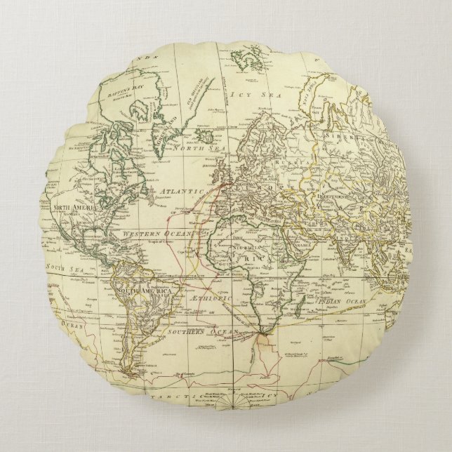 World Map 5 Round Pillow (Front)