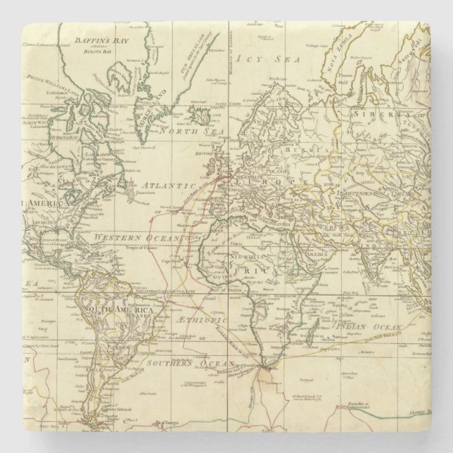 World Map 5 Stone Coaster (Front)