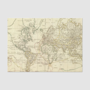 World Map 5 Tissue Paper