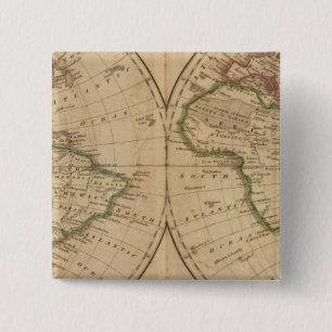 World Map 7 2 Inch Square Button