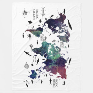 world map 7 fleece blanket