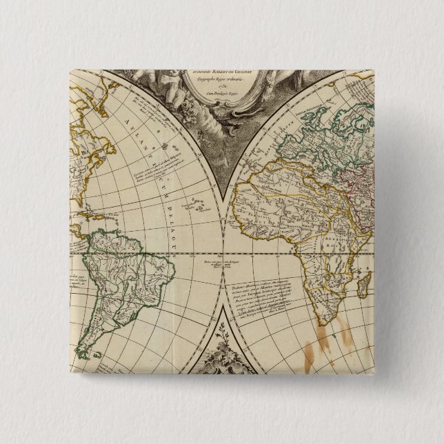 World Map 8 2 Inch Square Button (Front)