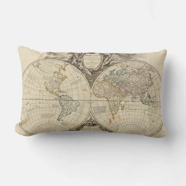 World Map 8 Lumbar Pillow (Front)