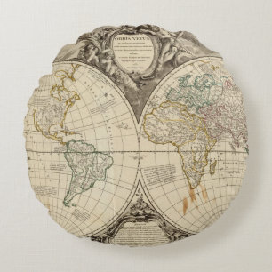 World Map 8 Round Pillow
