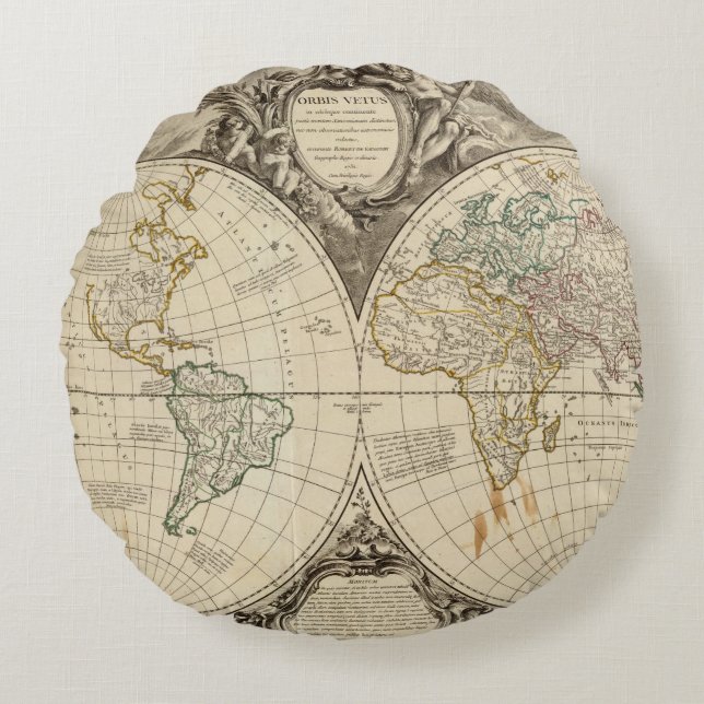 World Map 8 Round Pillow (Front)