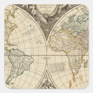 World Map 8 Square Sticker