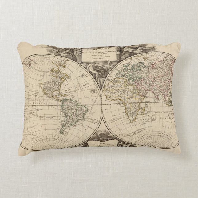World Map 9 Accent Pillow (Front)